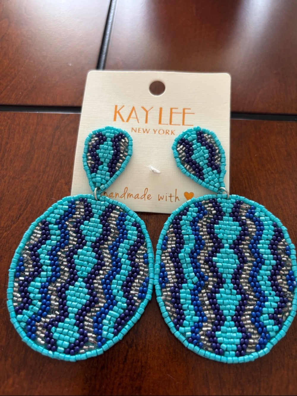Turquoise Beaded Wave Drop Earrings